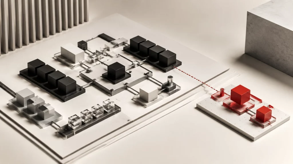 Sistema modular estable con una variante roja aislada para representar la optimización controlada de una campaña activa